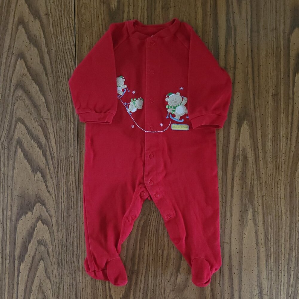 Carter’s Baby’s First Christmas Footed Sleeper 6-9M Red Holiday Pajamas